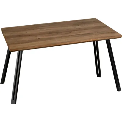 Quebec Straight Edge Dining Table Medium Oak Effect Black