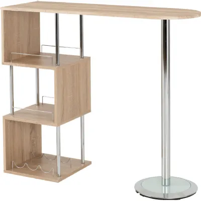 Charisma Home Bar Table Light Sonoma Oak Effect Veneer Chrome