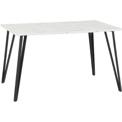 Marlow Dining Table White Marble Effect Black
