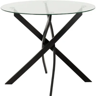 Sheldon Round Glass Top Dining Table Clear Glass Black