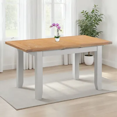 Pebble Grey Extending Dining Table Oak Top 120 to 150cm