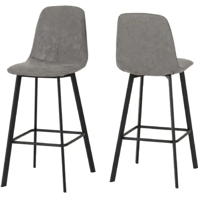 Quebec Bar Chair (Box of 2) Grey Faux Leather