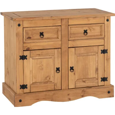 Corona 2 Door 2 Drawer Sideboard Distressed Waxed Pine