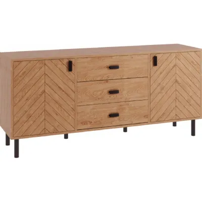 Leon 2 Door 3 Drawer Sideboard Medium Oak Effect