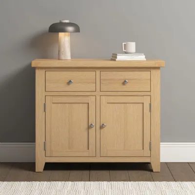 Natural Oak 2 Door 2 Drawer Small Sideboard
