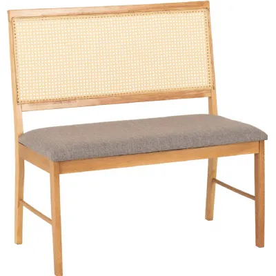 Ellis Dining Bench Oak Effect Grey Fabric