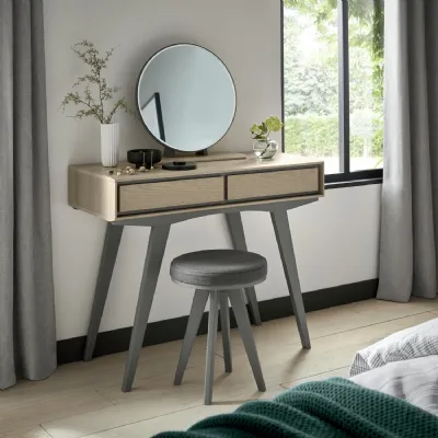 Oak and Grey Dressing Table 2 Drawers Tapered Legs