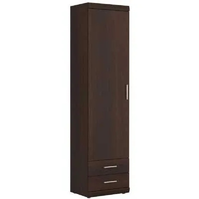 Tall Slim 1 Door 2 Drawer Narrow Storage Cabinet Cupboard Dark Wood Mahogany