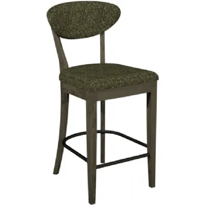 Green Fabric Upholstered Bar Stool Fumed Oak Frame