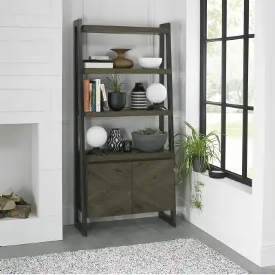 Dark Oak Tall Open Display Shelving Unit Cupboard Base