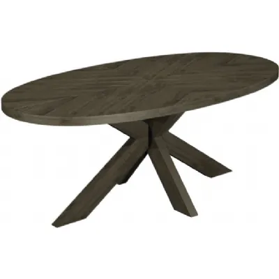 Fumed Oak 200cm Large Oval Dining Table Wooden Legs