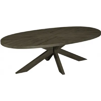 Fumed Oak 235cm Extra Large Oval Dining Table Wooden Legs