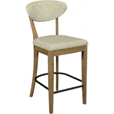 Oatmeal Fabric Upholstered Bar Stool Rustic Oak Frame