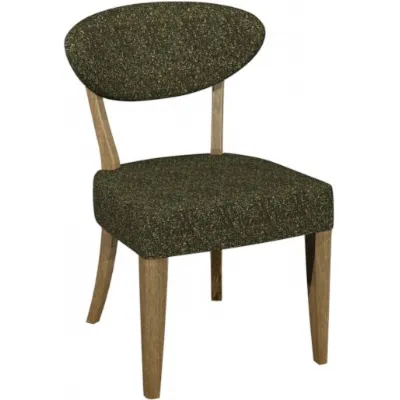 Green Fabric Upholstered Dining Chair Rustic Oak Frame