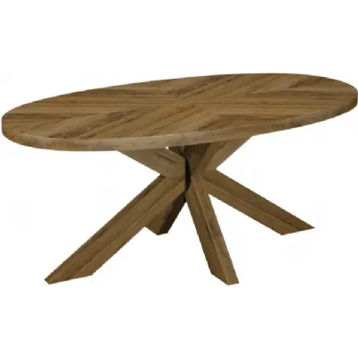 Rustic Oak 200cm Large Oval Dining Table Wooden Legs
