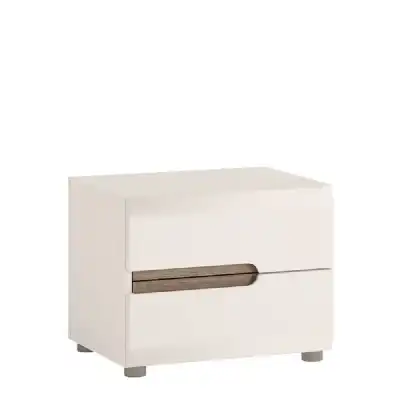2 drawer bedside in white With an Truffle Oak Trim