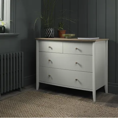 Light Grey Painted Oak Top Chest of 4 Drawers
