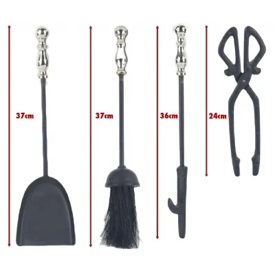 Companion Set Black & Nickel Finish Top 42cm