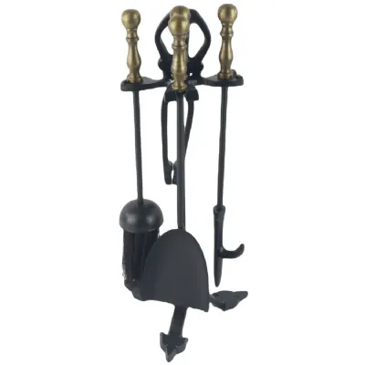 Companion Set Black, Antique Brass 42cm