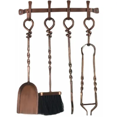 Hanging Companion Set Antique Copper Finish 58cm