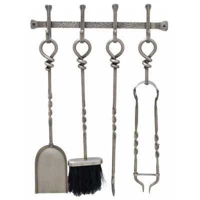 Hanging Companion Set Antique Pewter Finish 58cm