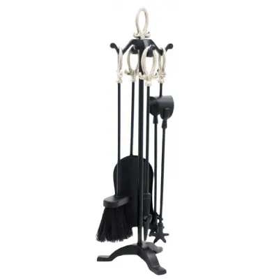 Tudor Companion Set Black, Nickel Finish Top 63cm
