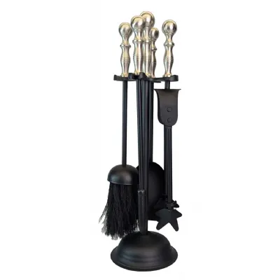 Fire Tool Set Black With Pewter Tops 39cm