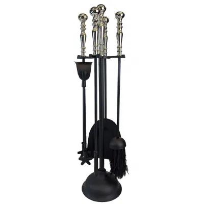 Fire Tool Set Black With Nickel Tops 60cm