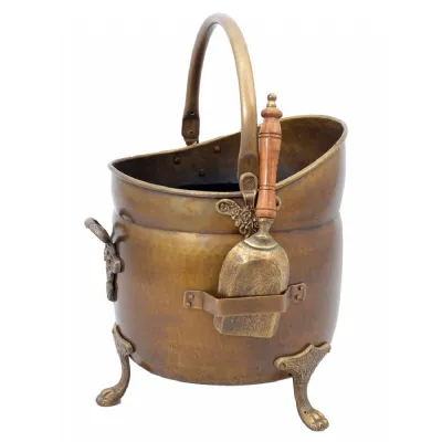 Coal Bucket With Shovel Antique Brass 57cm