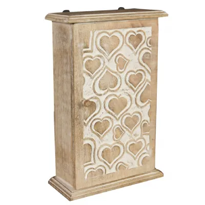 Mango Wood Heart Design Key Box 28cm