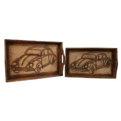 Set Of 2 Retro Car Design Trays 43cm