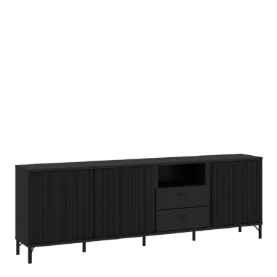 Lusaka TV Cabinet 3 Door 2 Drawer in Black Graphite