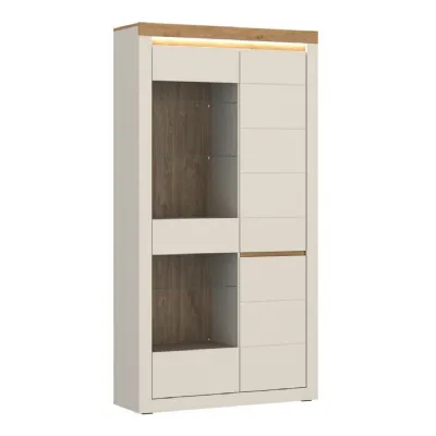 Naxxar Tall Display Cabinet with 2 Doors (LH) in Cashmere and Stone Oak