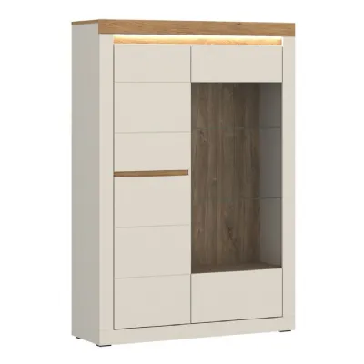 Naxxar Display Cabinet with 2 Doors (LH) in Cashmere and Stone Oak