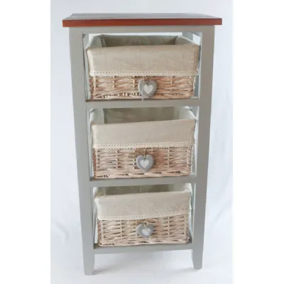 3 Basket Chest with hearts 69cm