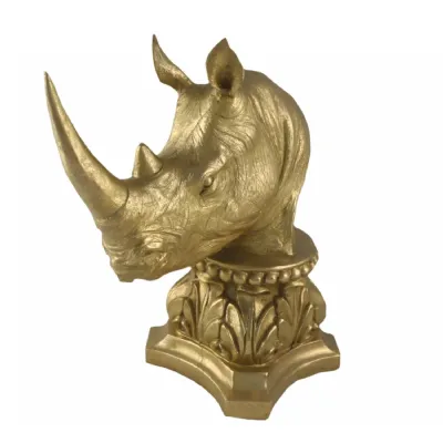 Rhino Bust 36cm Gold Finish
