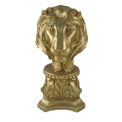Lion Head Bust 36cm Gold Finish