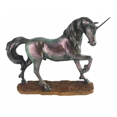 Standing Unicorn 29cm Iridescent Pewter Finish