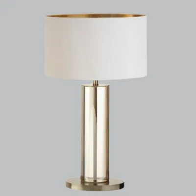 Tall Crystal Table Lamp with Opal Shade Brass Metal Base