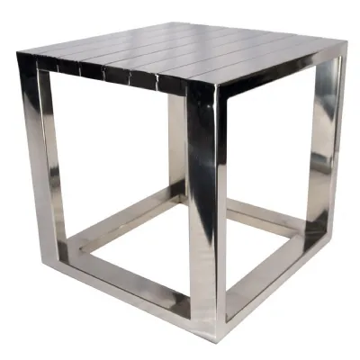 Silver Cube Shaped Stool 40cm
