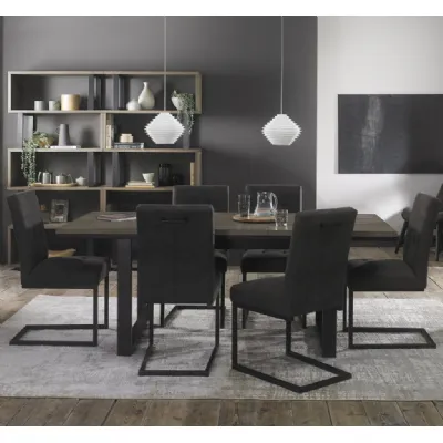 Weathered Oak Extending Dining Set Table Set 6 Grey Chairs