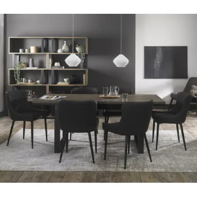 Weathered Oak Extending Dining Set 6 Grey Leather Chairs