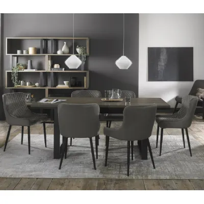 Weathered Oak Extending Dining Table Set 6 Grey Chairs