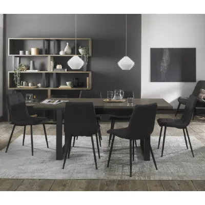 Oak Extending Table 6 Grey Leather Chairs Dining Set