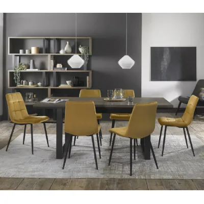Oak 8 Seater Table 6 Yellow Velvet Chairs Dining Set