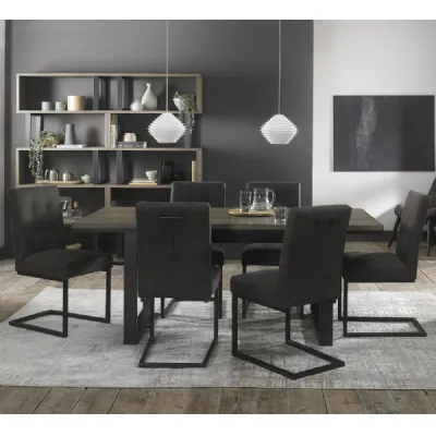 Weathered Oak Extending Dining Table Set 6 Grey Chairs