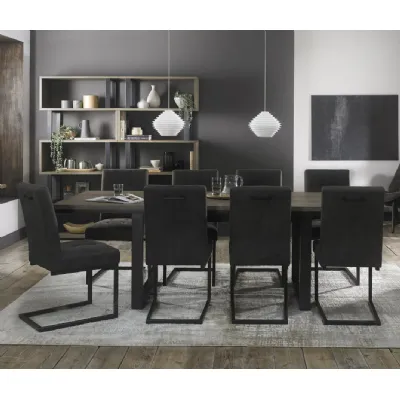Weathered Oak Extending Dining Table Set 8 Dark Grey Chairs
