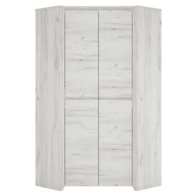 Large White Wood 2 Door Modern Corner Fitted Wardrobe