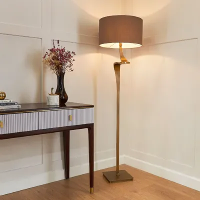 Antique Brass Finish Metal Floor Lamp