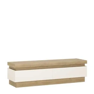 Geometric Modern Oak and White High Gloss 2 Drawer TV Media Cabinet